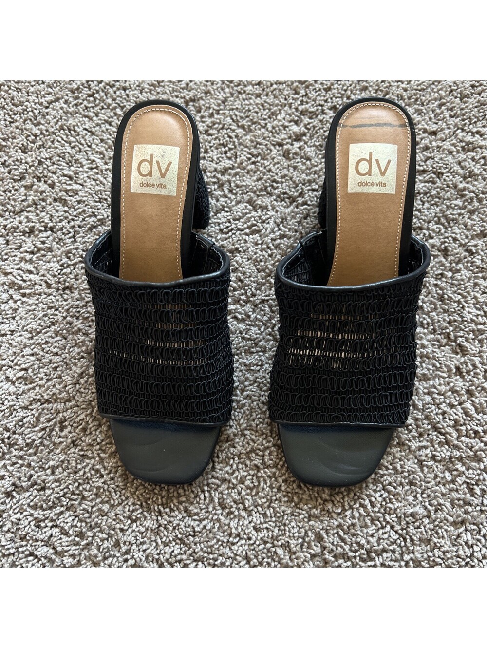 dv dolce vita HEMMA Black Women's Sandal Size 7.5 NEW NIB Covered block heel